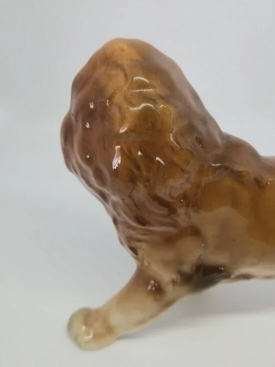 Hand Decorated Vintage Ceramic Lion Figurine Brown Glaze MCM Japan Statue Decor - Picture 5 of 12